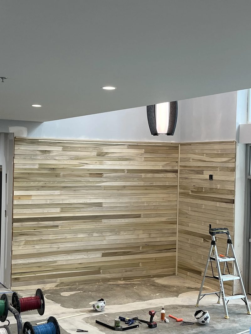 Commercial shiplap feature wall